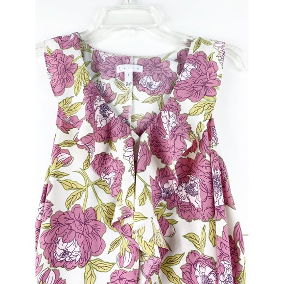 Leith Floral Sleeveless Top Ruffles Racerback Fairy Prairie Cottage Size Small - Picture 6 of 12